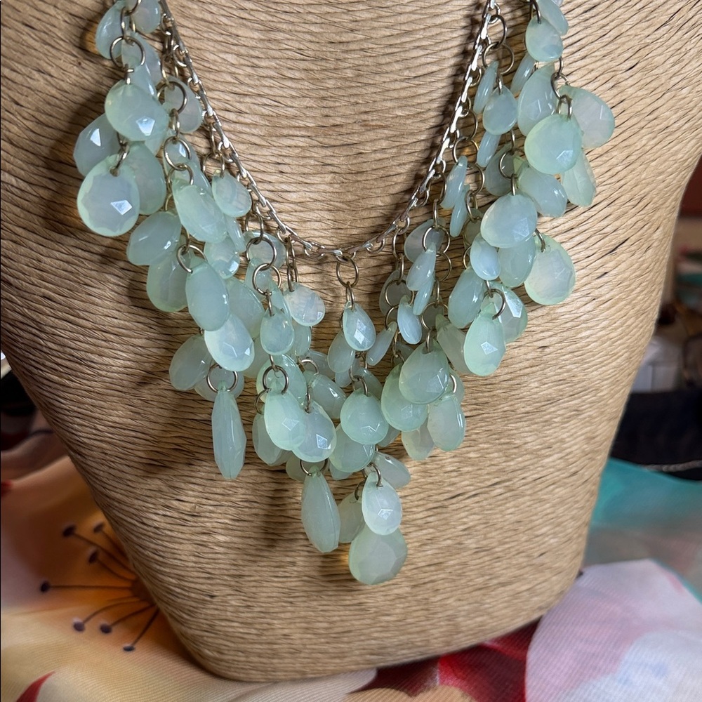 Fashion Jewelry Mint Green Teardrop Layered Necklace with Matching Bracelets - Picture 5 of 9